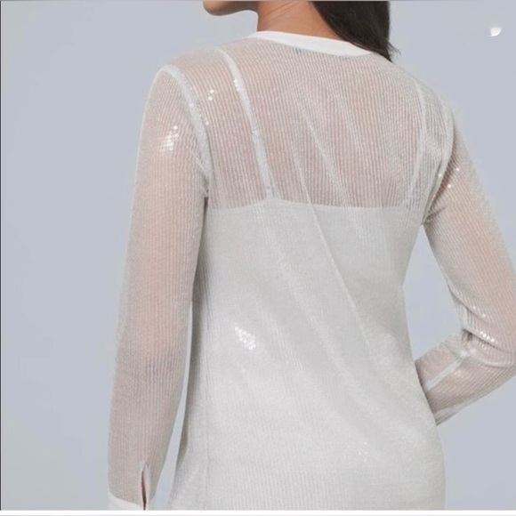 NWT White House Black Market Sheer Button-Up Sequin Blouse - Picture 2 of 11